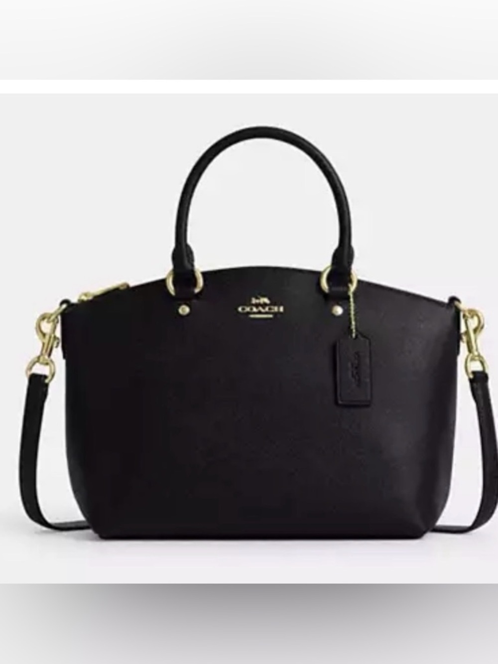 🖤💛Coach NWT Black Pebbled Leather Sadie Satchel/Crossbody strap/Gold Hardware‎